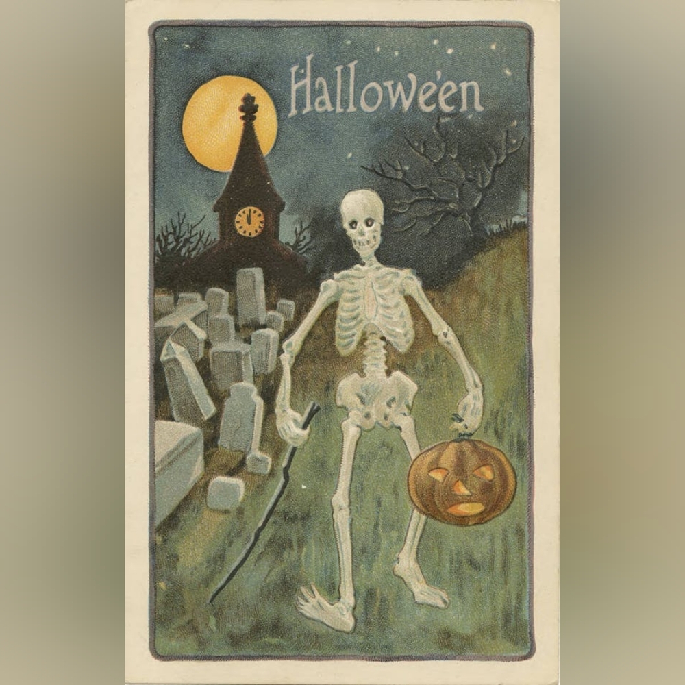 Vintage Halloween Skeleton Art Print